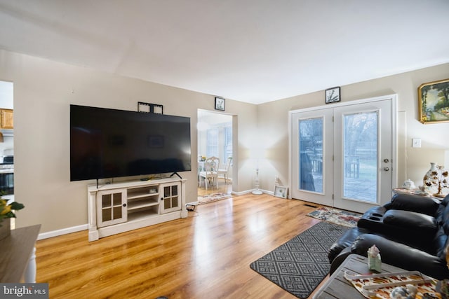 living room with hardwood / wood-style flooring