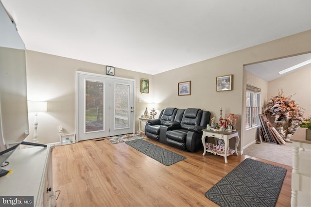 living room with light wood-type flooring