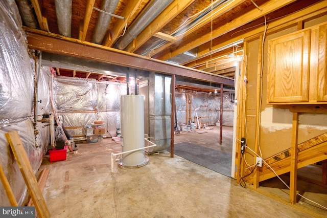 basement with water heater