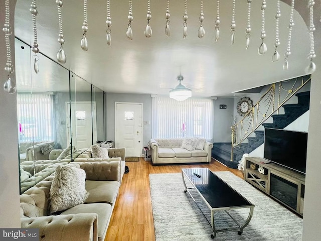 living room featuring hardwood / wood-style flooring and plenty of natural light