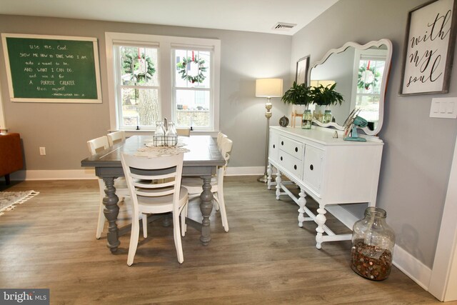 dining room with hardwood / wood-style floors