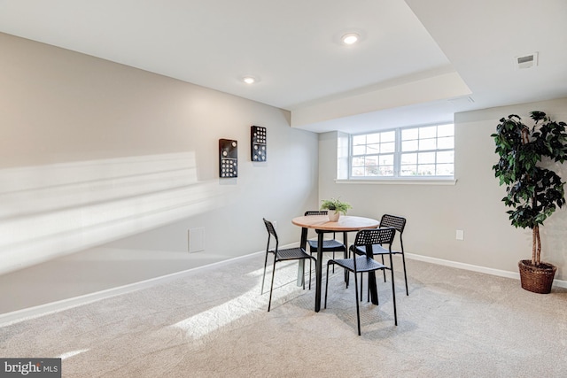 view of carpeted dining room