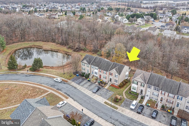 bird's eye view featuring a water view