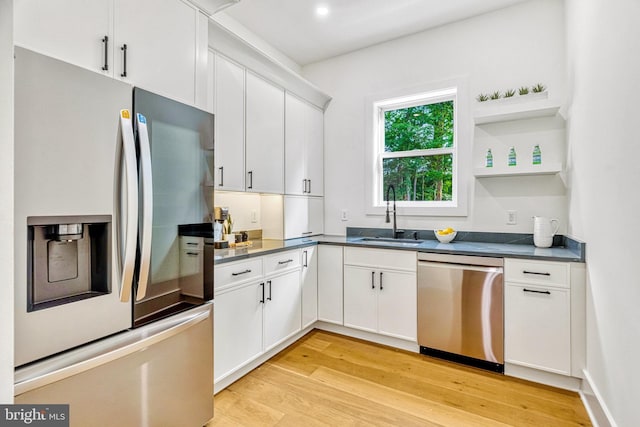 kitchen featuring white cabinets, stainless steel appliances, and sink