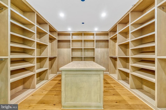 walk in closet featuring light hardwood / wood-style flooring