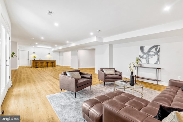 living room featuring light hardwood / wood-style floors