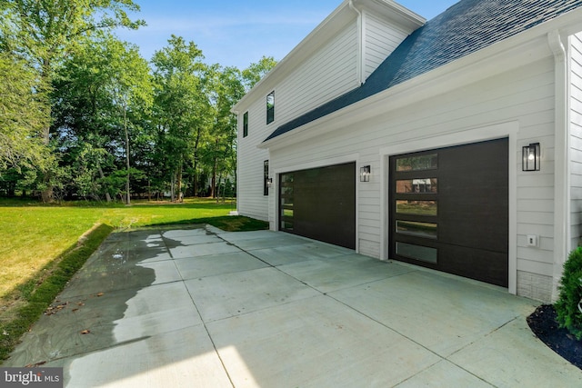 view of patio with a garage