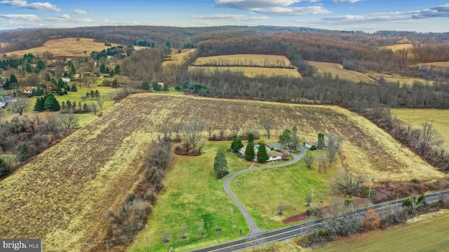 bird's eye view with a rural view