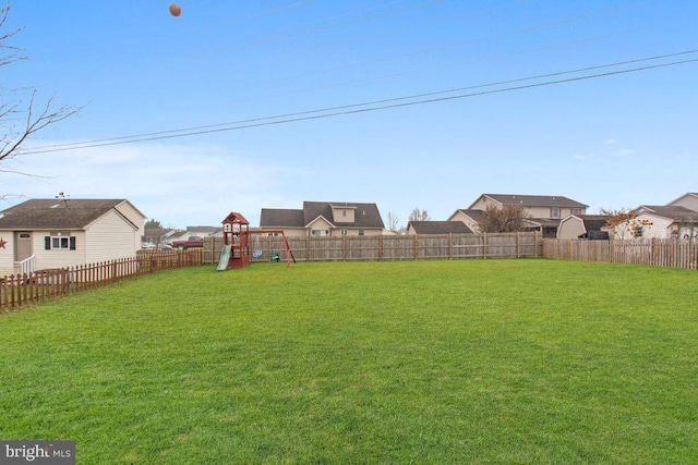 view of yard featuring a playground