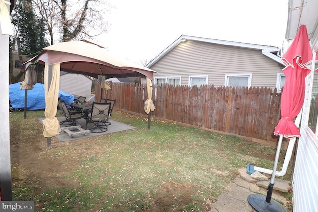 view of yard with a gazebo and a patio