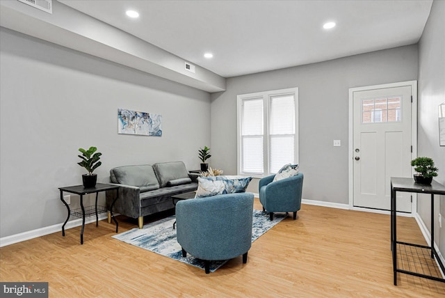 living room featuring light hardwood / wood-style floors