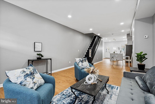 living room featuring light hardwood / wood-style floors