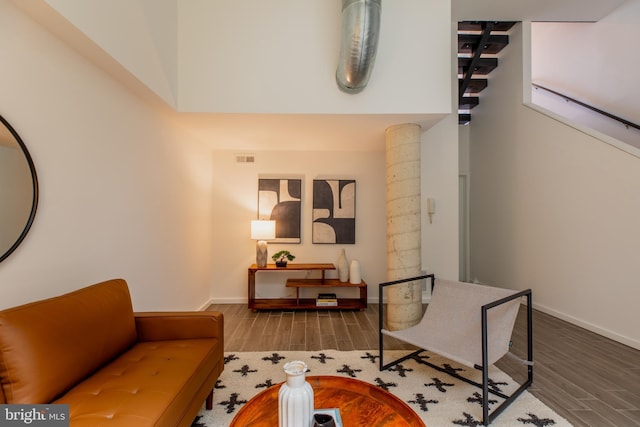 living room featuring wood-type flooring