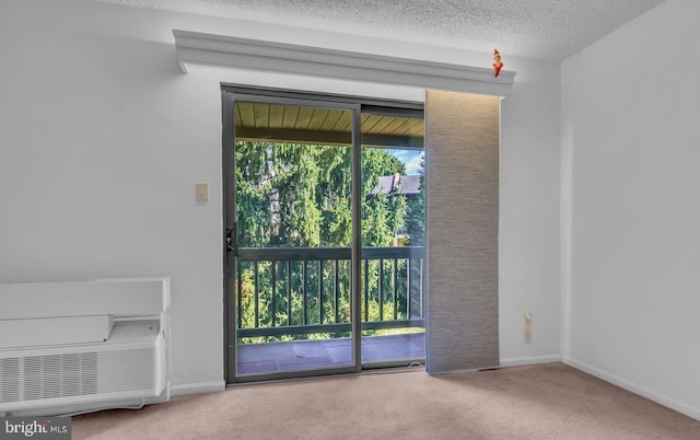 empty room with carpet flooring and a textured ceiling