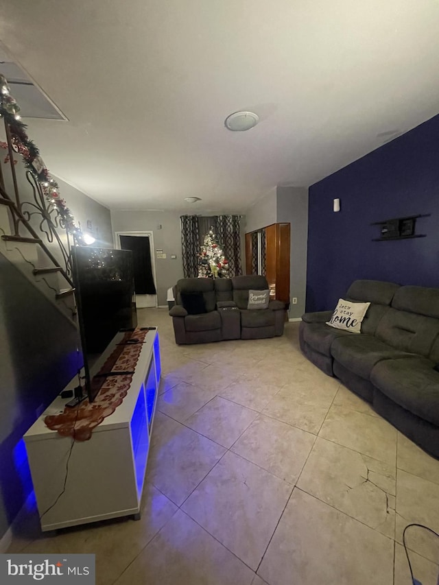 view of tiled living room