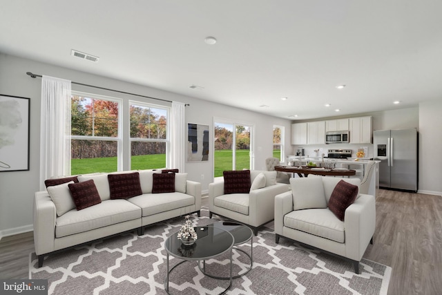 living room featuring light hardwood / wood-style floors