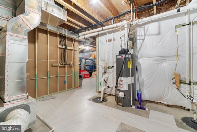 basement with water heater