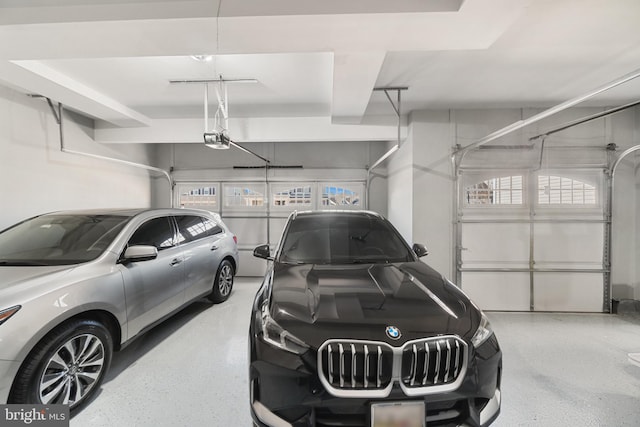 garage with a garage door opener