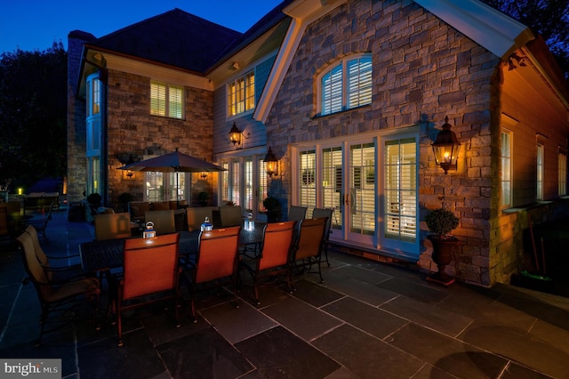 view of patio / terrace featuring french doors