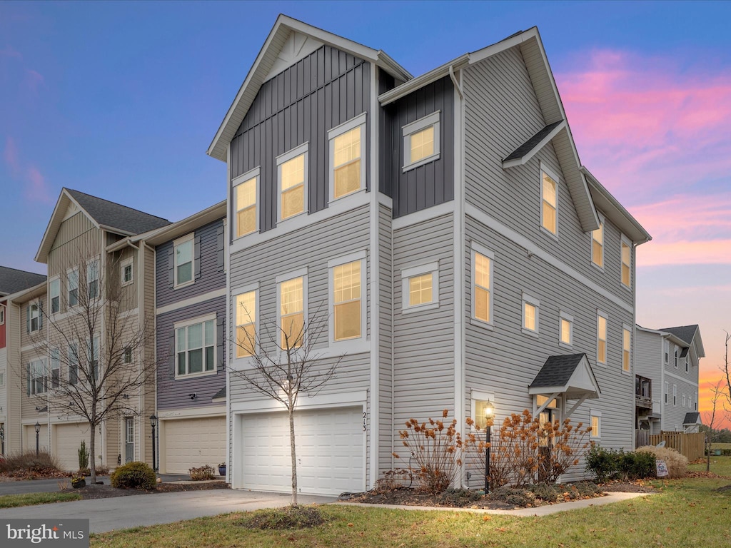 exterior space with a garage