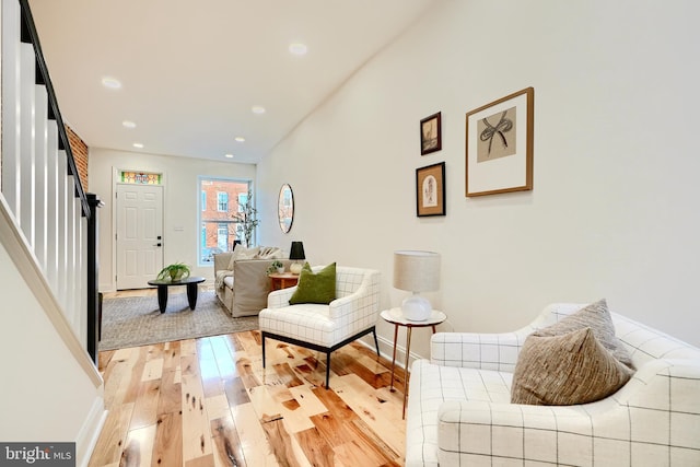 living area with light wood-type flooring