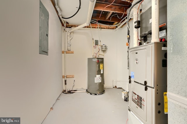 utilities featuring electric panel and water heater