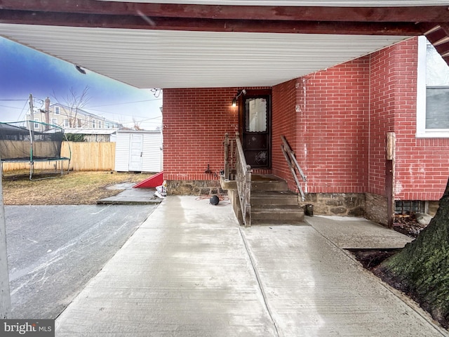 view of patio featuring a trampoline