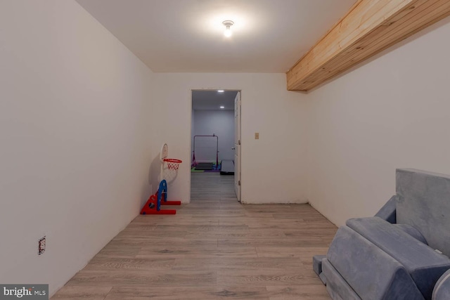 hallway with light wood-type flooring