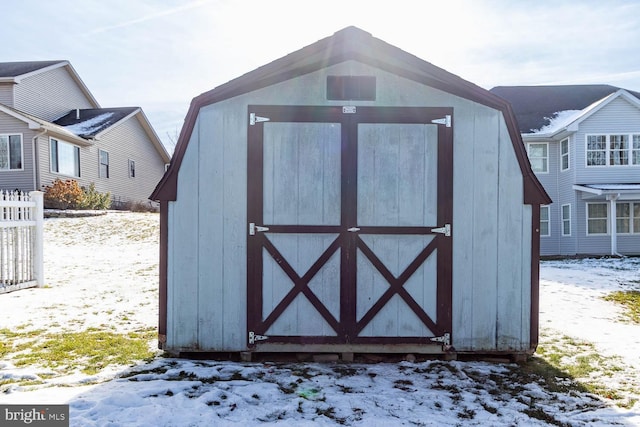 view of snow covered structure