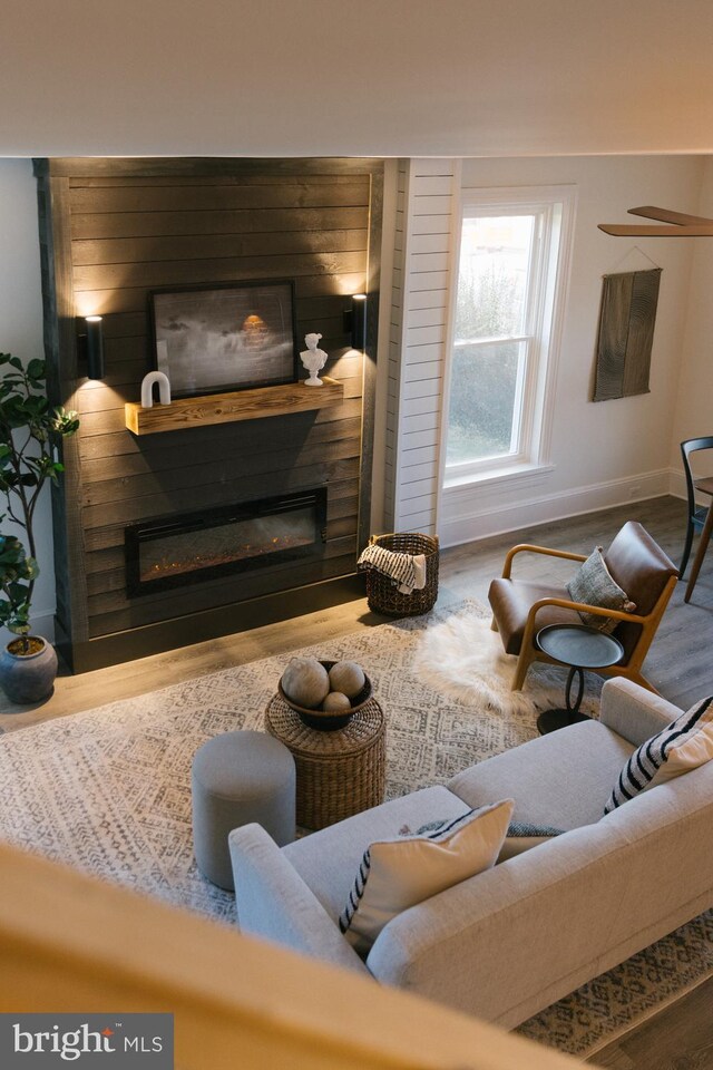 living room featuring hardwood / wood-style flooring