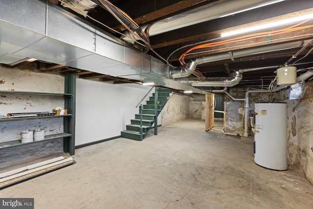 basement with electric water heater