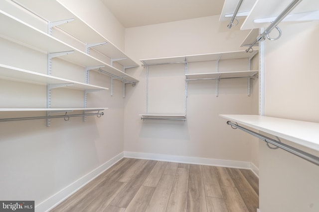 spacious closet with wood finished floors