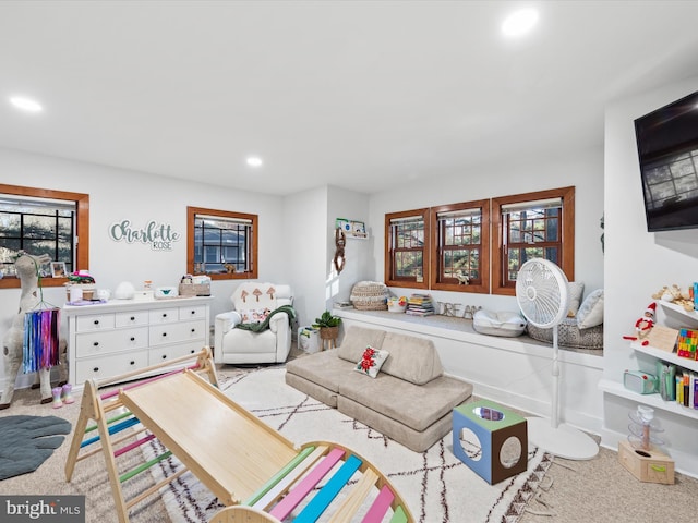 living room with carpet and plenty of natural light