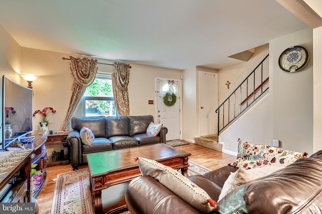 living room featuring light wood-type flooring