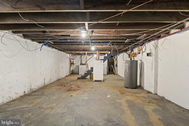 unfinished below grade area with water heater