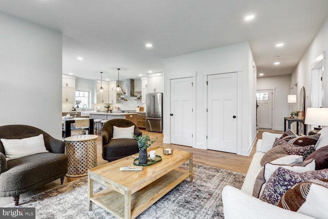 living room featuring light hardwood / wood-style flooring