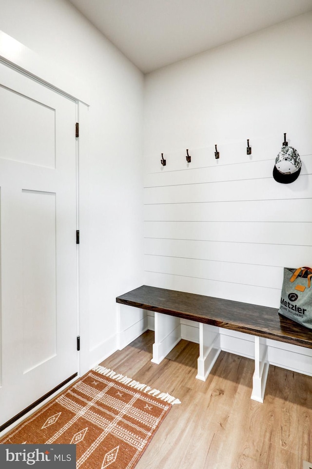 mudroom featuring light hardwood / wood-style floors