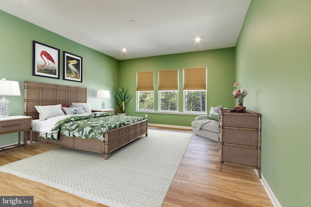 bedroom featuring light hardwood / wood-style flooring