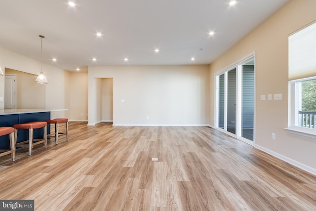 living room with light wood-type flooring