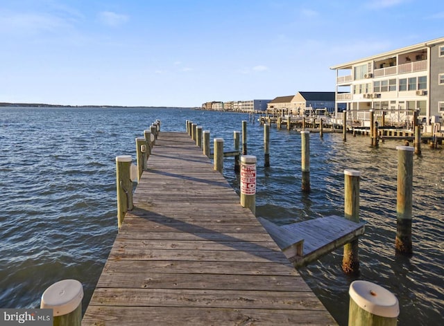 view of dock featuring a water view