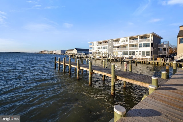 dock area with a water view