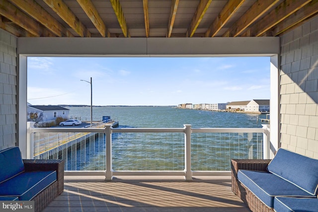 balcony with a water view