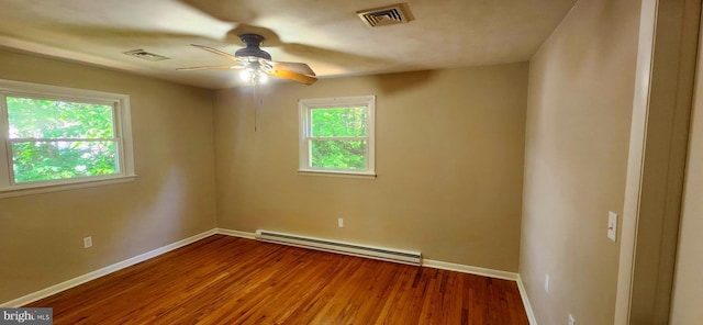 6130 Pine Knoll Dr, Harrisburg, PA 17111 - unfurnished room with a baseboard radiator, plenty of natural light, ceiling fan, and baseboards
