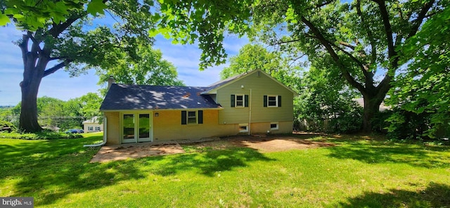 6130 Pine Knoll Dr, Harrisburg, PA 17111 - rear view of property with a yard, brick siding, french doors, and a patio