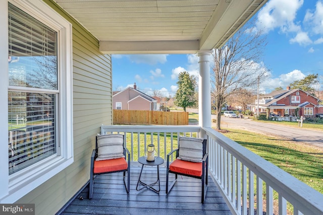 wooden terrace with covered porch