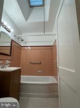 full bathroom featuring tile patterned flooring, vanity, toilet, and shower / bath combination