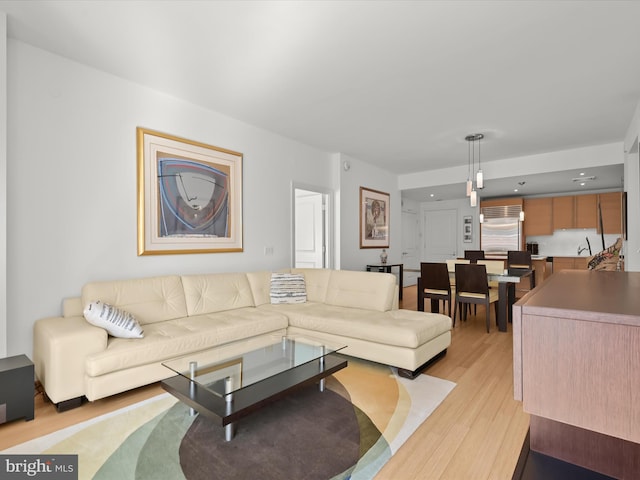 living area with light wood-style floors