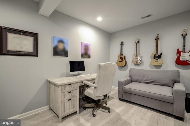 office featuring light wood-type flooring