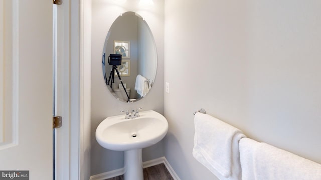 bathroom featuring hardwood / wood-style floors