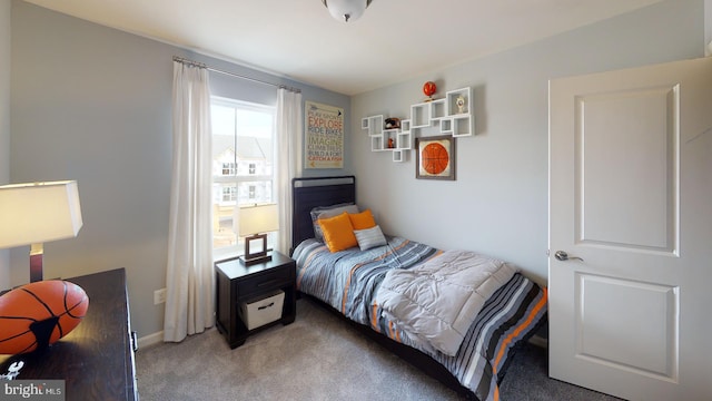 bedroom with carpet flooring and multiple windows